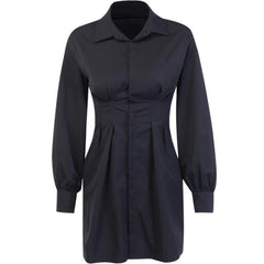 belted tie shirt long sleeve dress