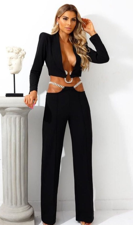 Chain belt Elegant two-piece suit