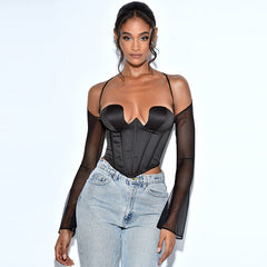 Mesh sleeves camisole top