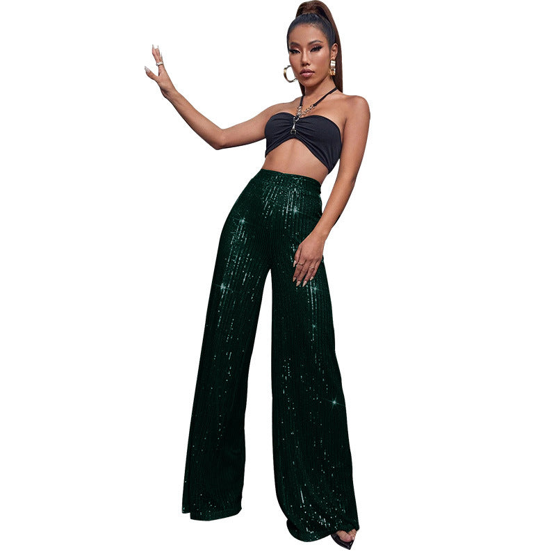 Casual sequined loose drape pants