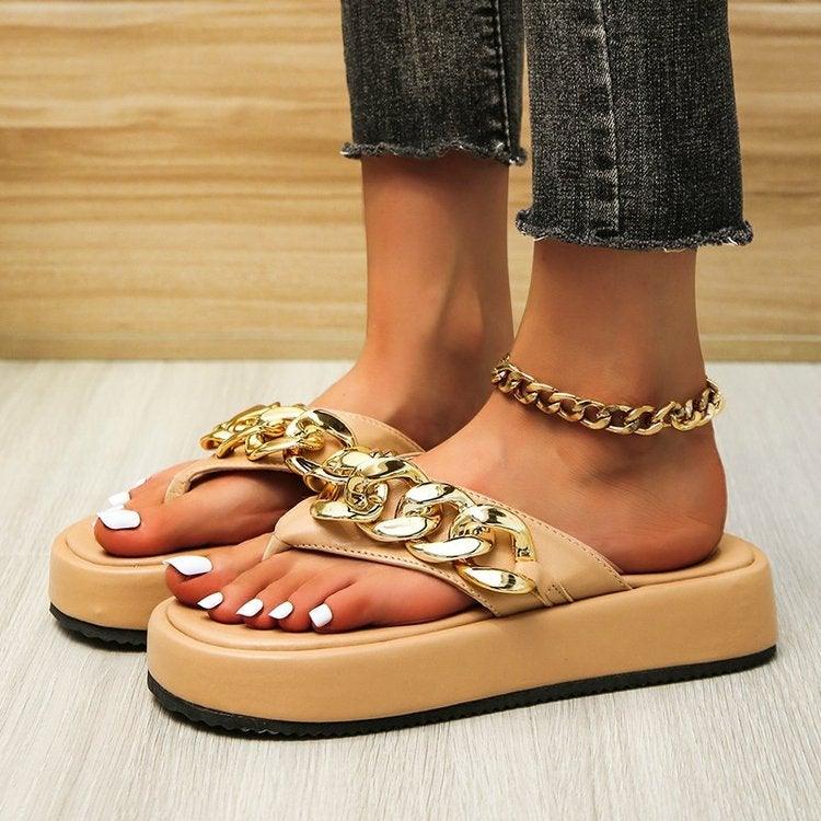 Thick-soled chain sandals