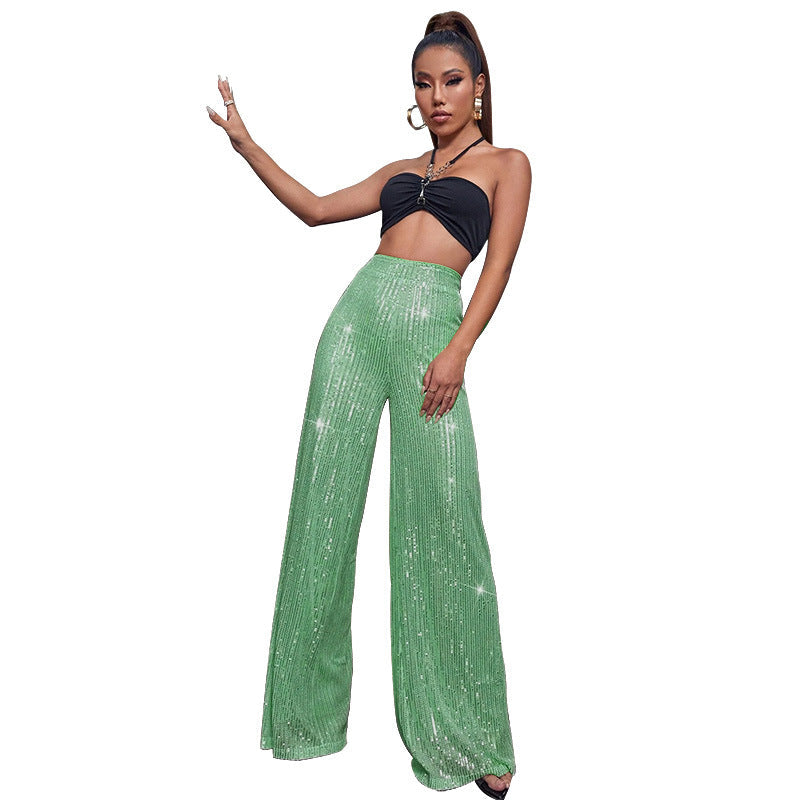 Casual sequined loose drape pants