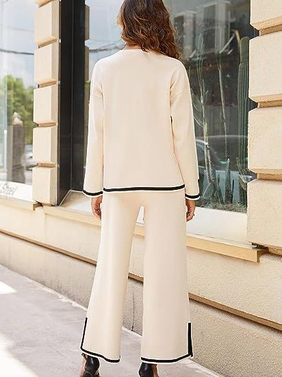 knitted sweater wide-leg pants casual suit