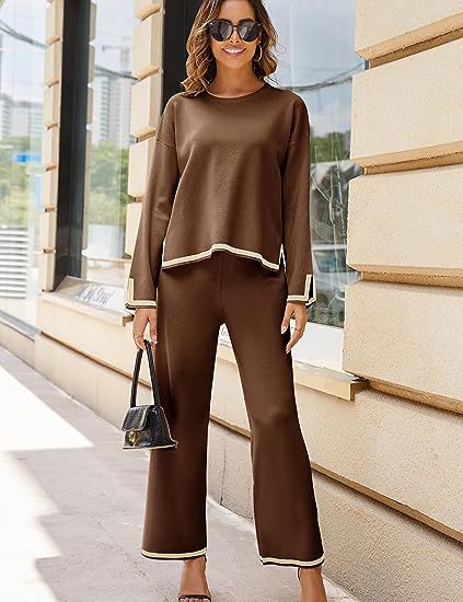 knitted sweater wide-leg pants casual suit