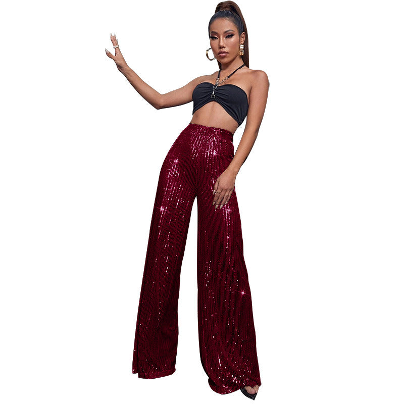 Casual sequined loose drape pants