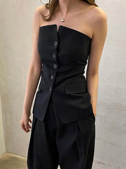 Black Sleeveless long Vest