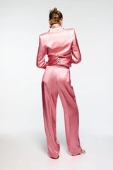 Silk satin texture straight pants