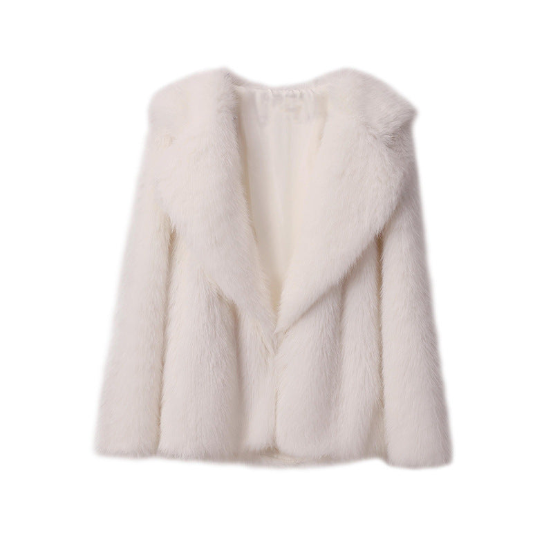 Artificial fur loose mid-length coat