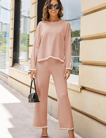 knitted sweater wide-leg pants casual suit