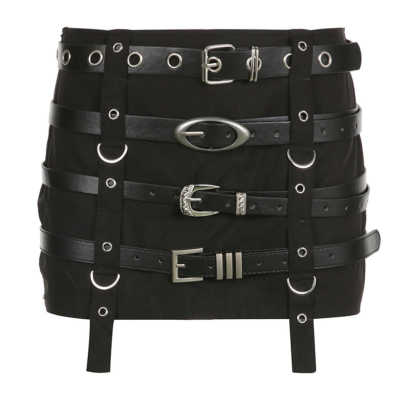 American Punk Style Belt Short Skirt