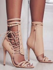 high-heel strap belt buckle sandals