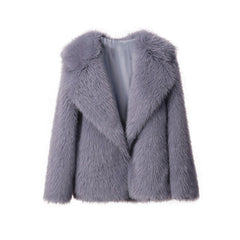 Artificial fur loose mid-length coat