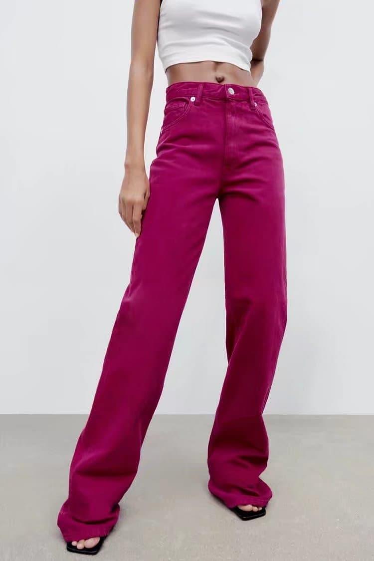 High waist rose-purple jeans