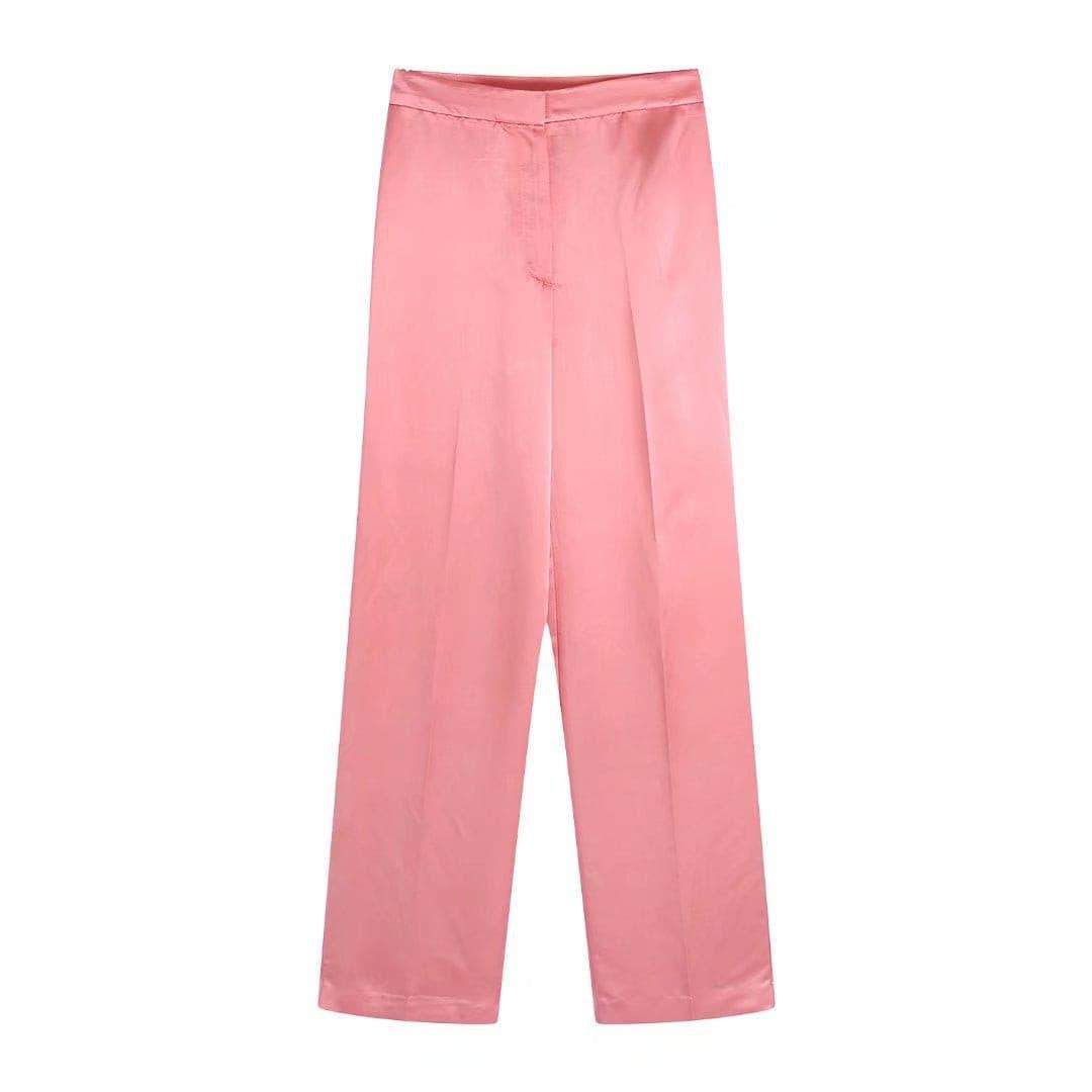 Silk satin texture straight pants