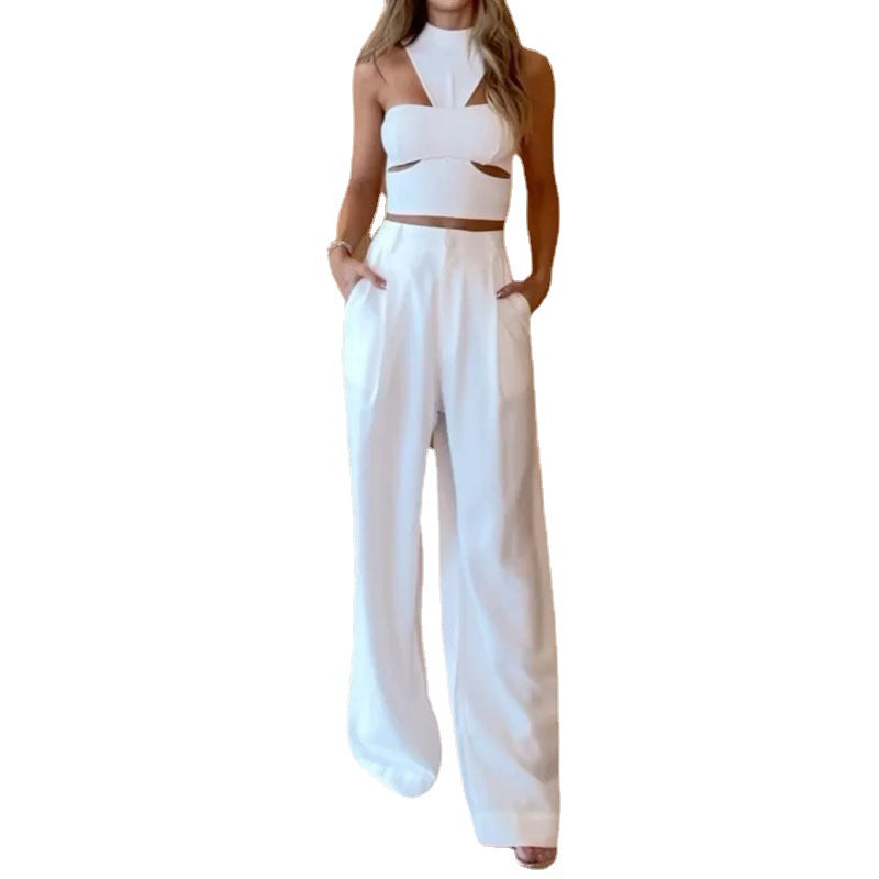 Halter top and wide leg pant set