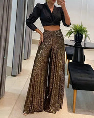 High waist wide leg pants