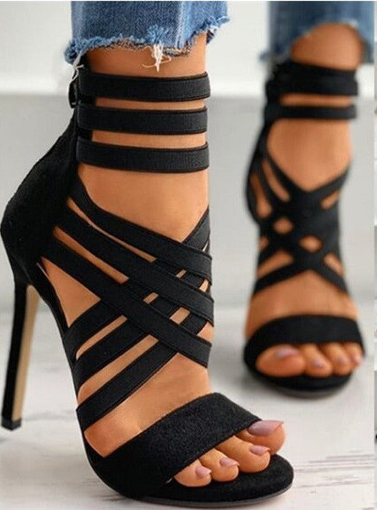 Elastic band stiletto sandals