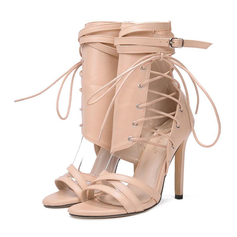 high-heel strap belt buckle sandals