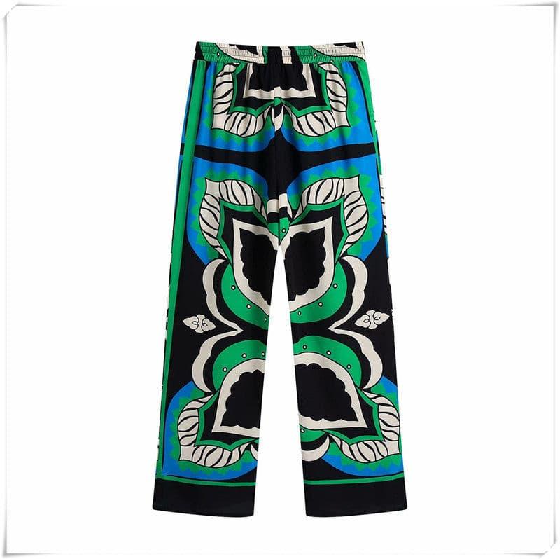 Bermuda print long loose pants