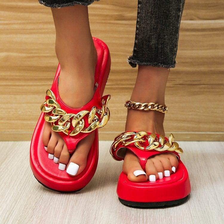 Thick-soled chain sandals