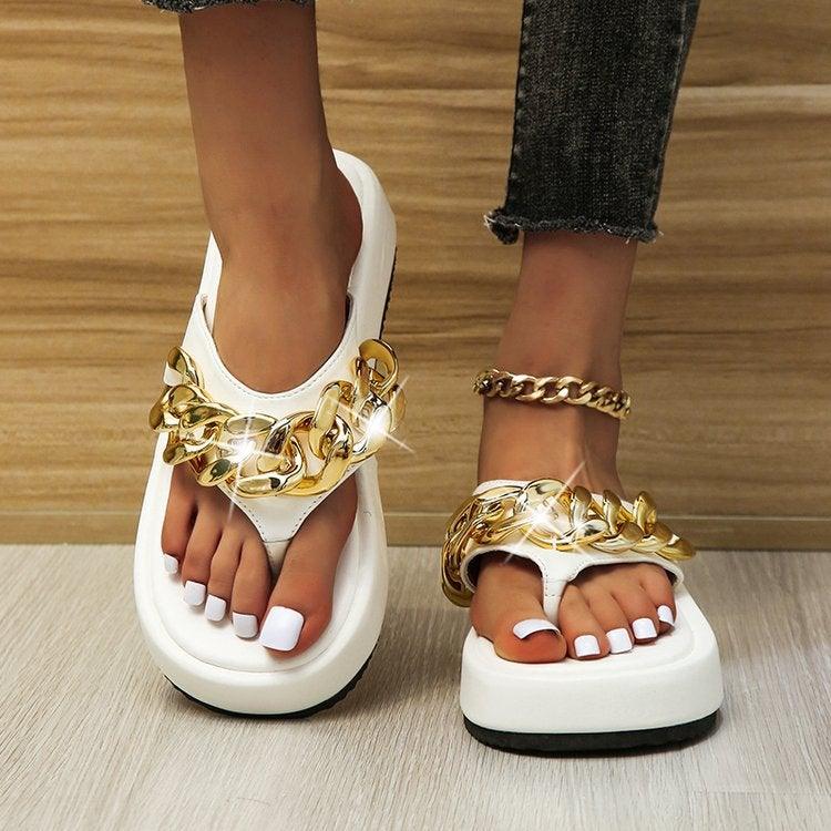 Thick-soled chain sandals