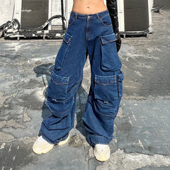 Denim Parachute Loose Pants