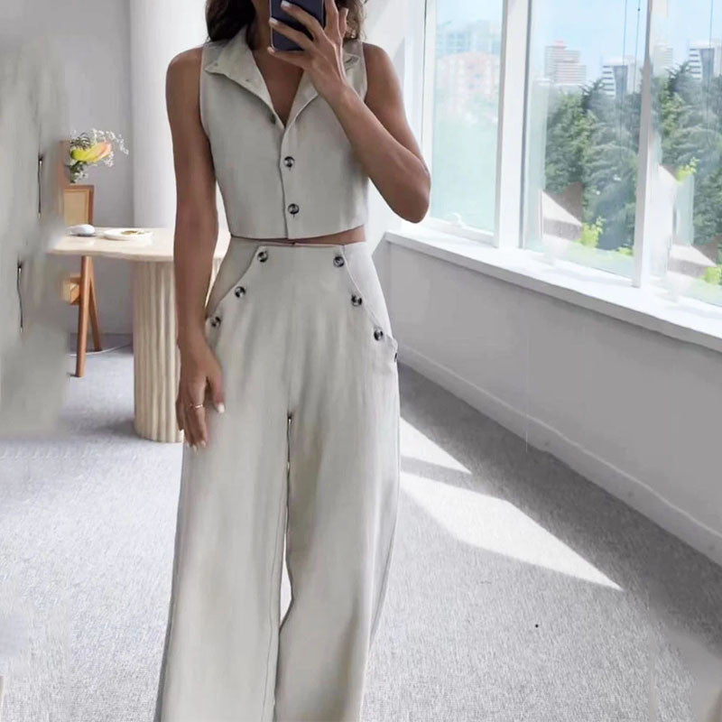 Elegant micro-flared pants suit