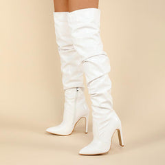 pointy toe thick high heel over the knee boots