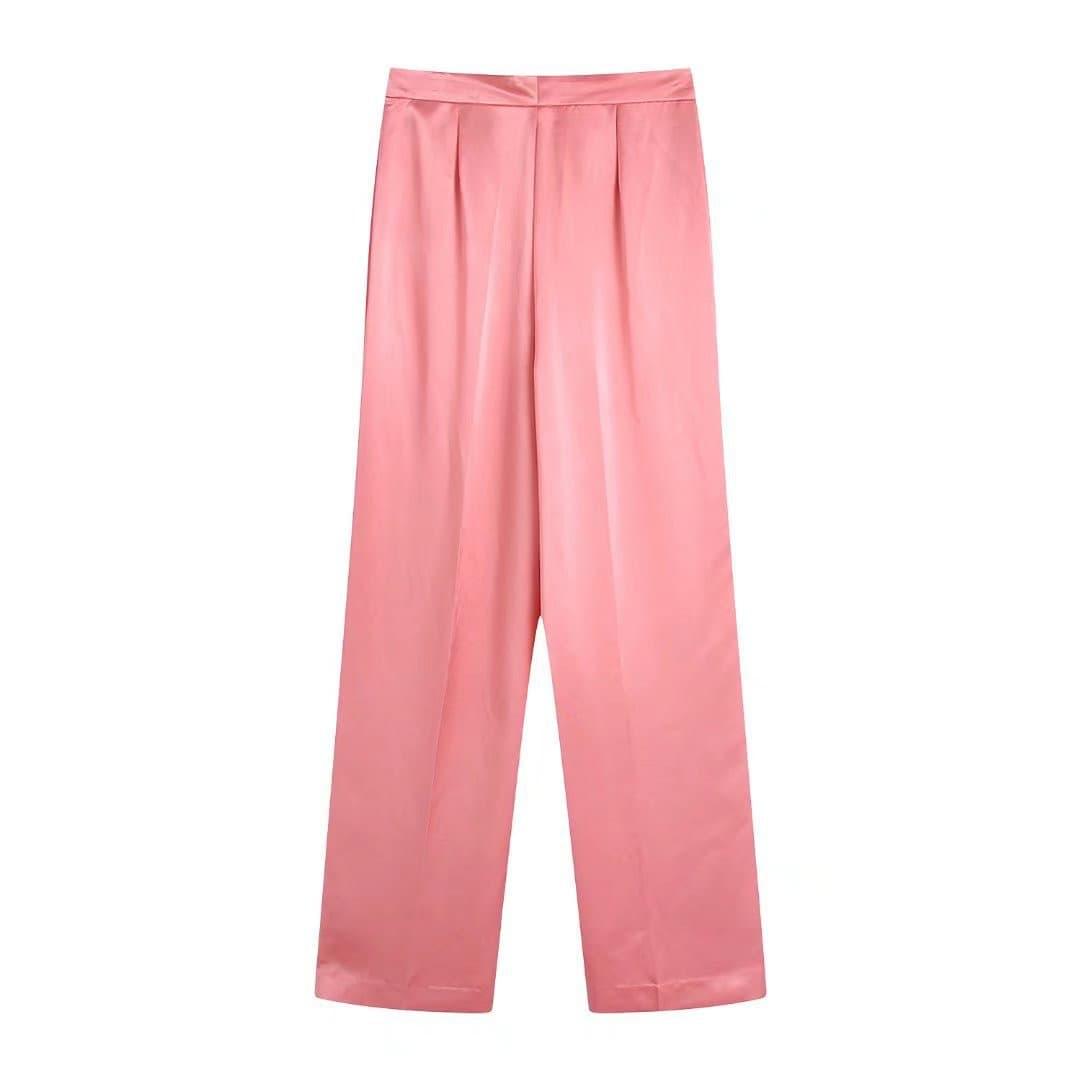 Silk satin texture straight pants