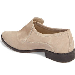 Vegan Suede Khaki Round Toe Loafers for Women