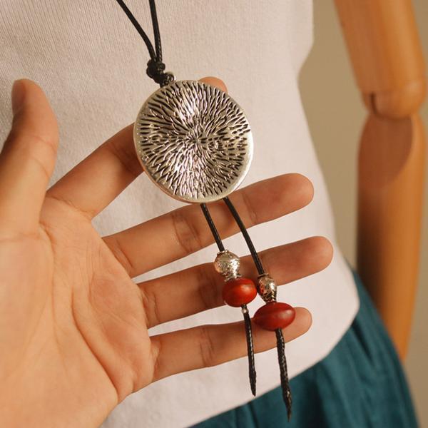 Alloy Retro Women Ethnic Pendant Necklace