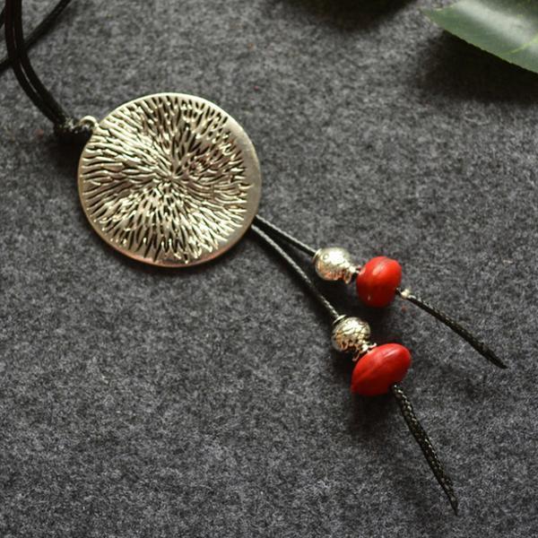 Alloy Retro Women Ethnic Pendant Necklace