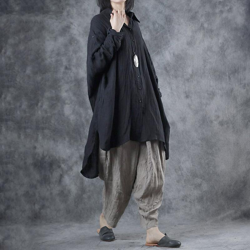 Asymmetrical Loose Casual Linen Button Shirt