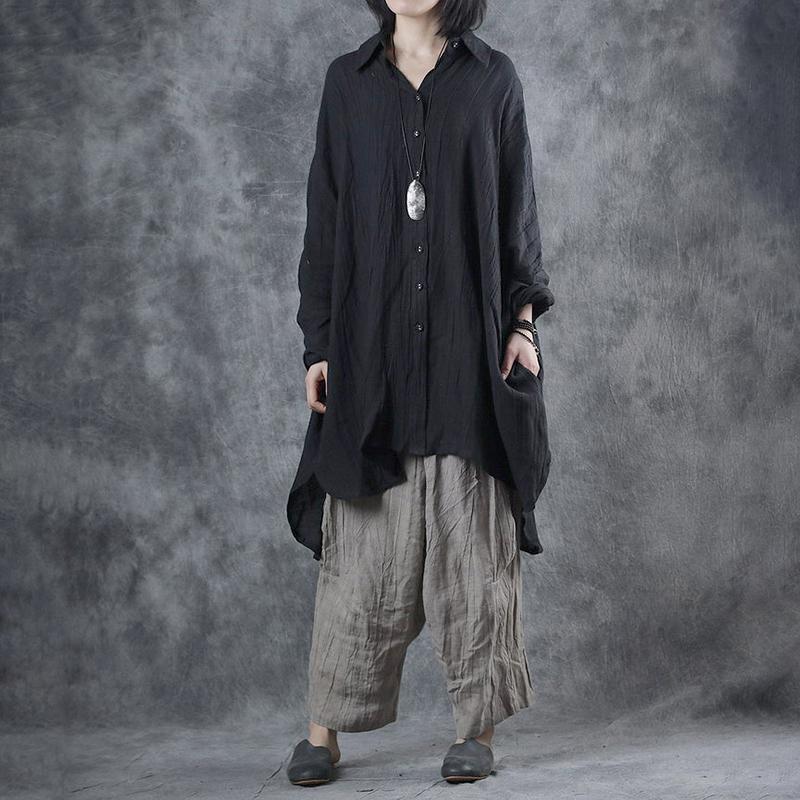 Asymmetrical Loose Casual Linen Button Shirt