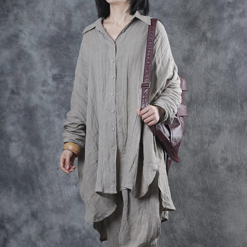 Asymmetrical Loose Casual Linen Button Shirt