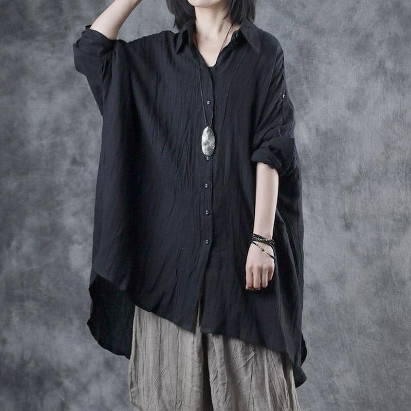 Asymmetrical Loose Casual Linen Button Shirt