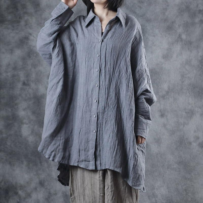 Asymmetrical Loose Casual Linen Button Shirt