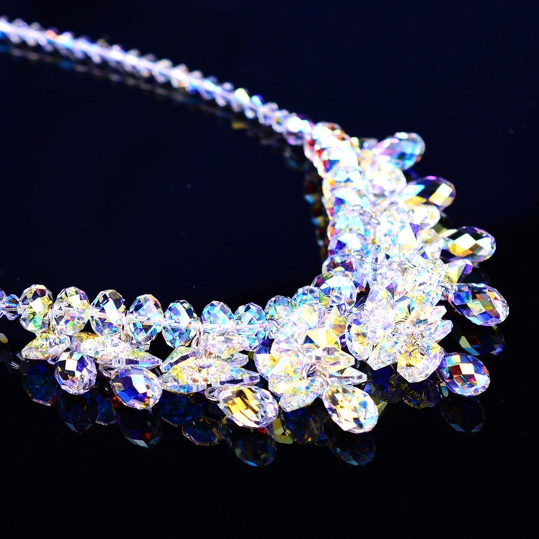 Austrian Crystal Jewelry Bride Wedding Luxury Necklace Bracelet Earrings 3-Pieces