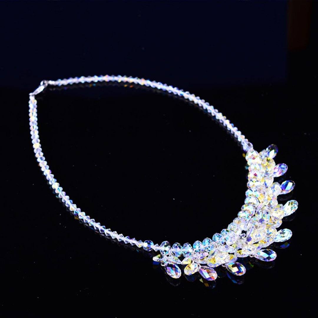 Austrian Crystal Jewelry Bride Wedding Luxury Necklace Bracelet Earrings 3-Pieces