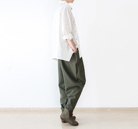 Autmn Loose Cotton Linen Wide Leg Harem Pants