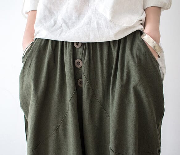 Autmn Loose Cotton Linen Wide Leg Harem Pants