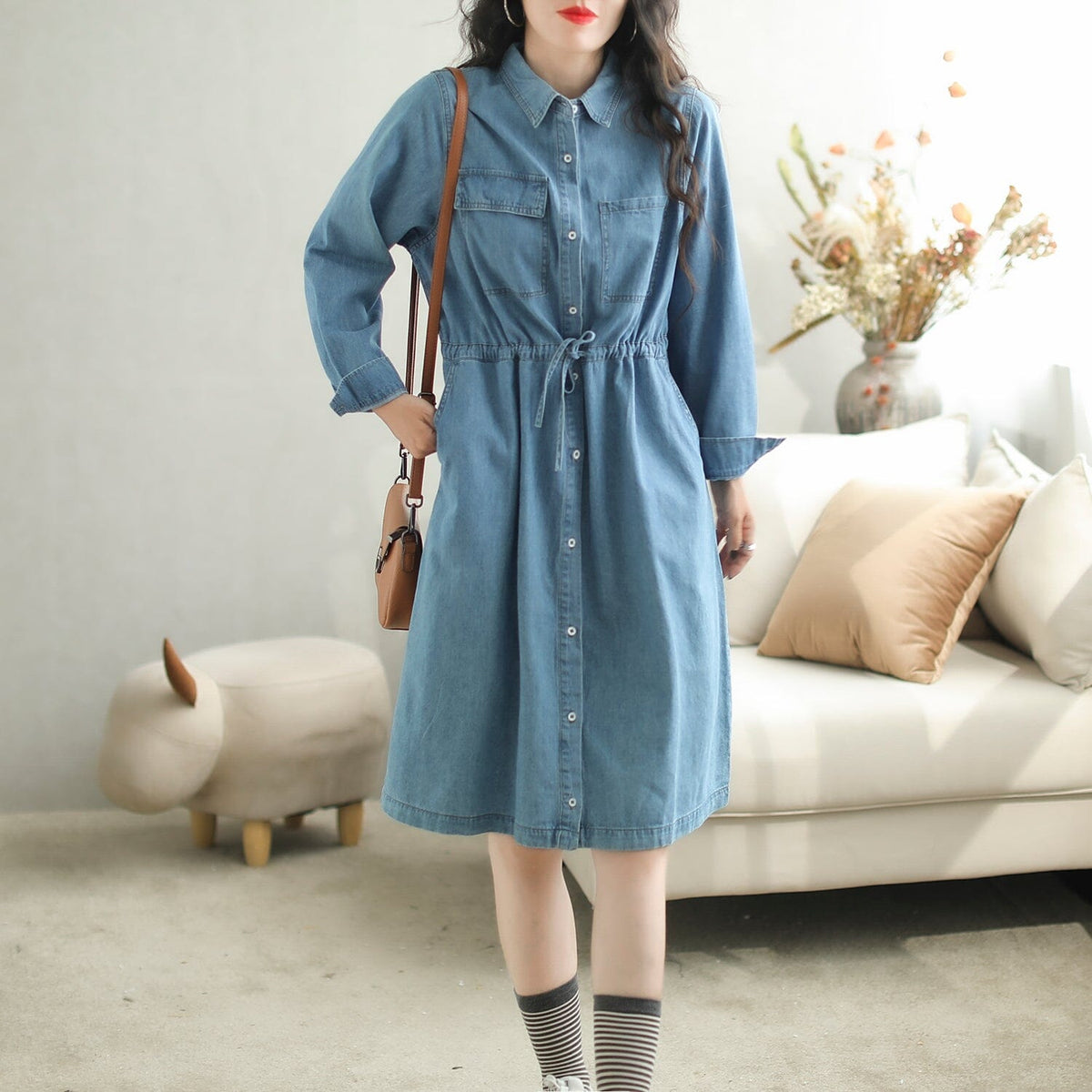 Autumn Casual Fashion Long Sleeve Denim Dress