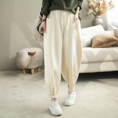 Autumn Casual Fashion Solid Cotton Loose Pants