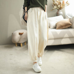 Autumn Casual Fashion Solid Cotton Loose Pants