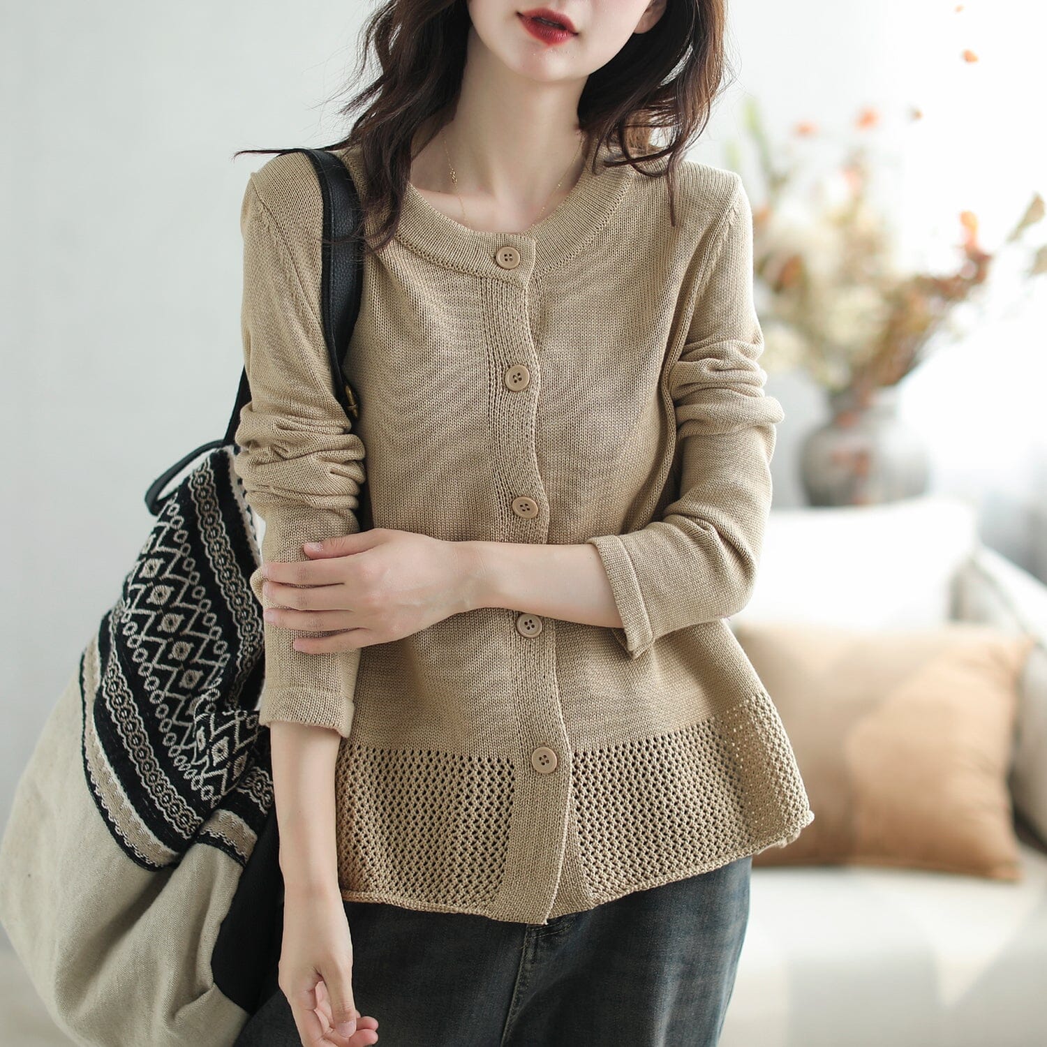 Autumn Casual Fashion Solid Knitted Cardigan