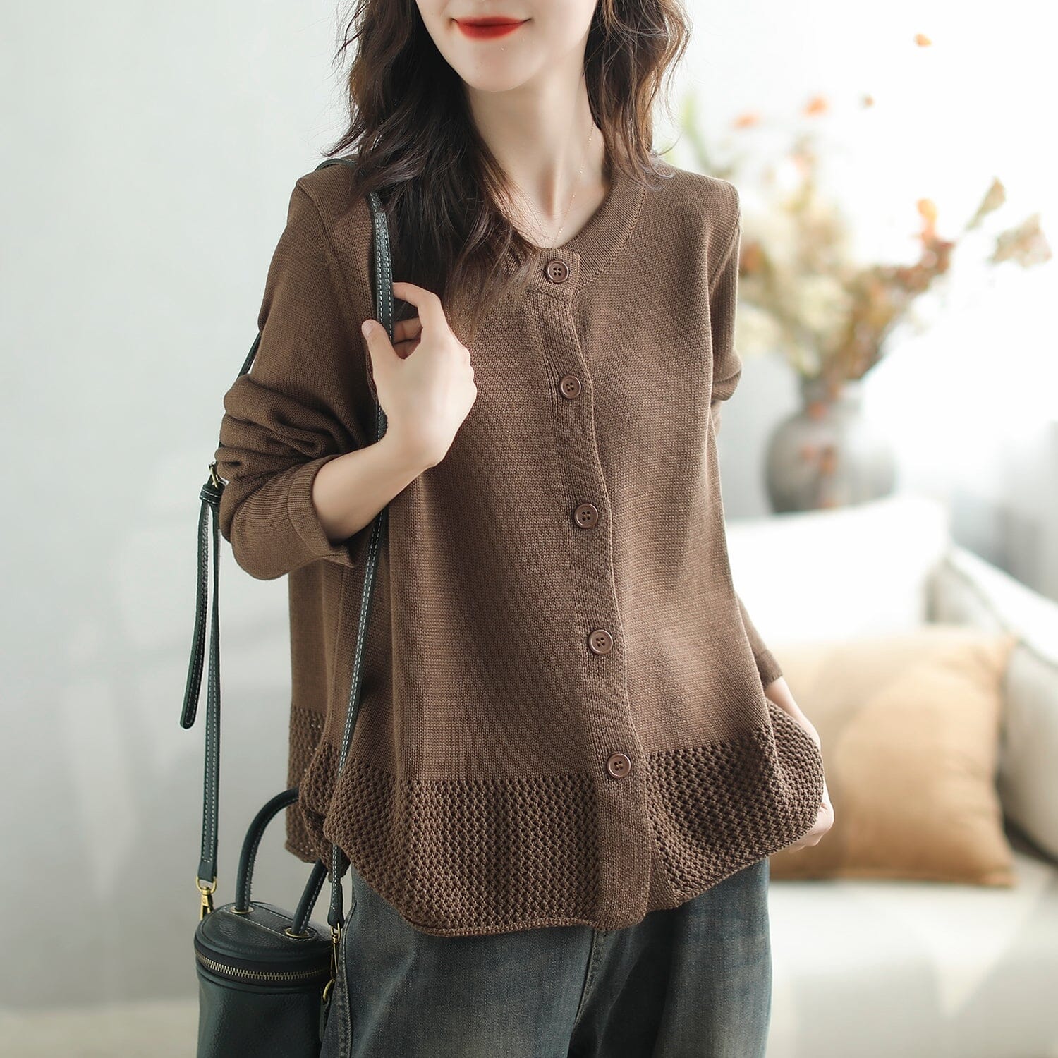 Autumn Casual Fashion Solid Knitted Cardigan