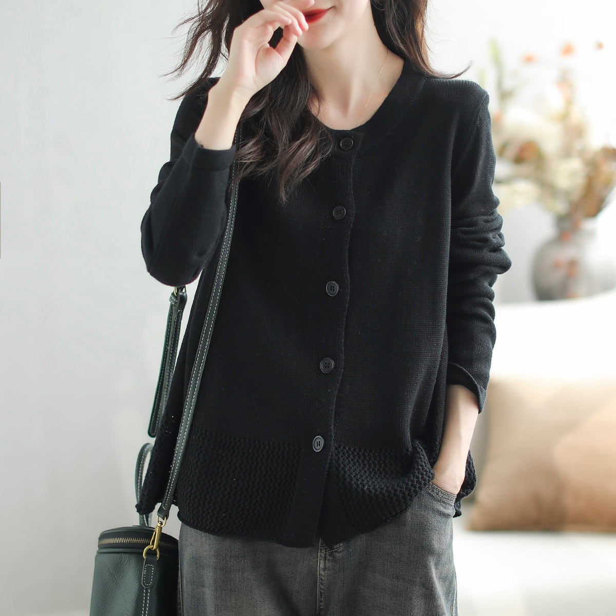 Autumn Casual Fashion Solid Knitted Cardigan