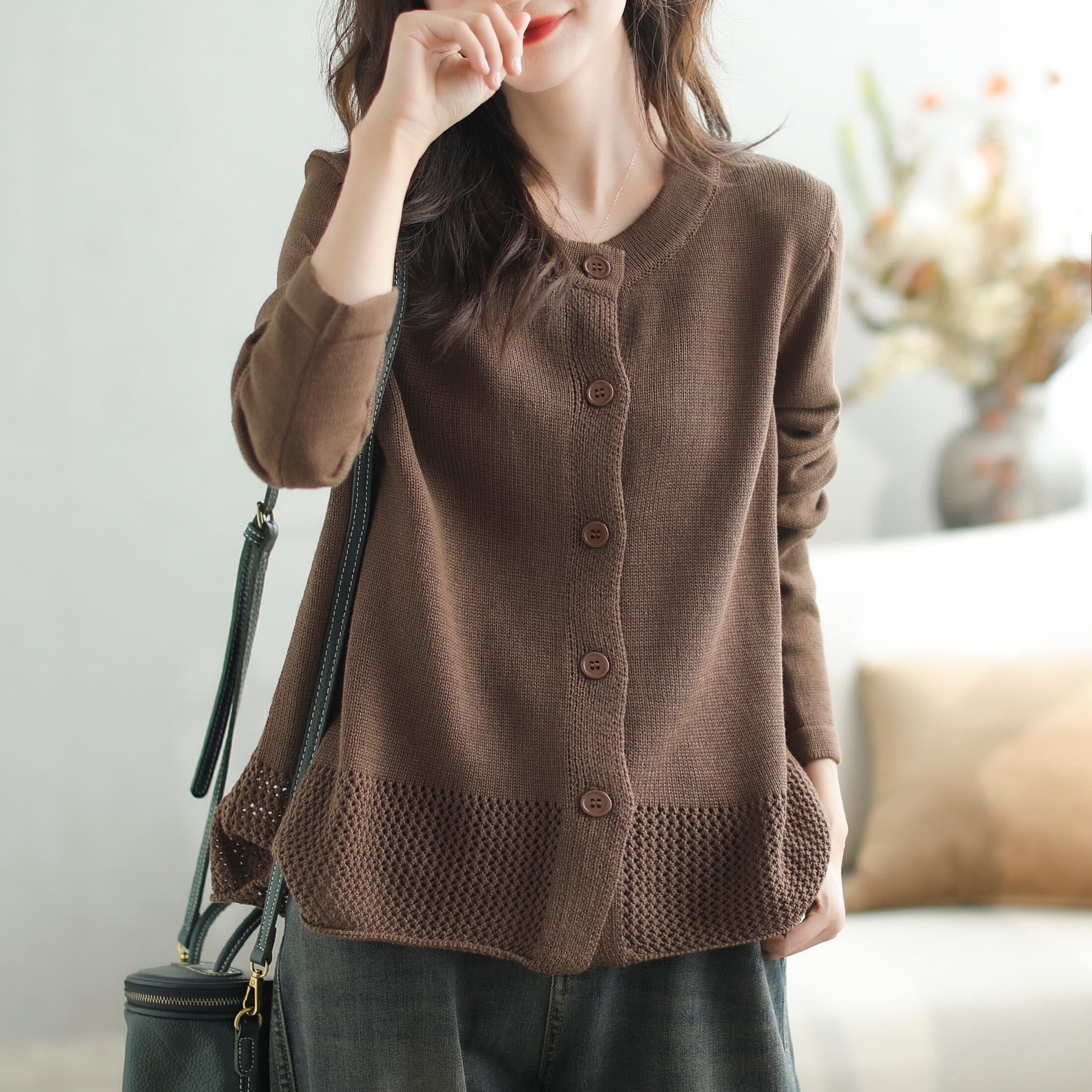 Autumn Casual Fashion Solid Knitted Cardigan