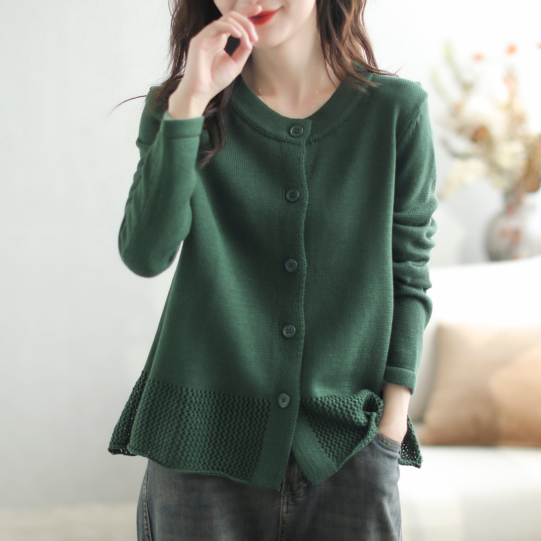 Autumn Casual Fashion Solid Knitted Cardigan