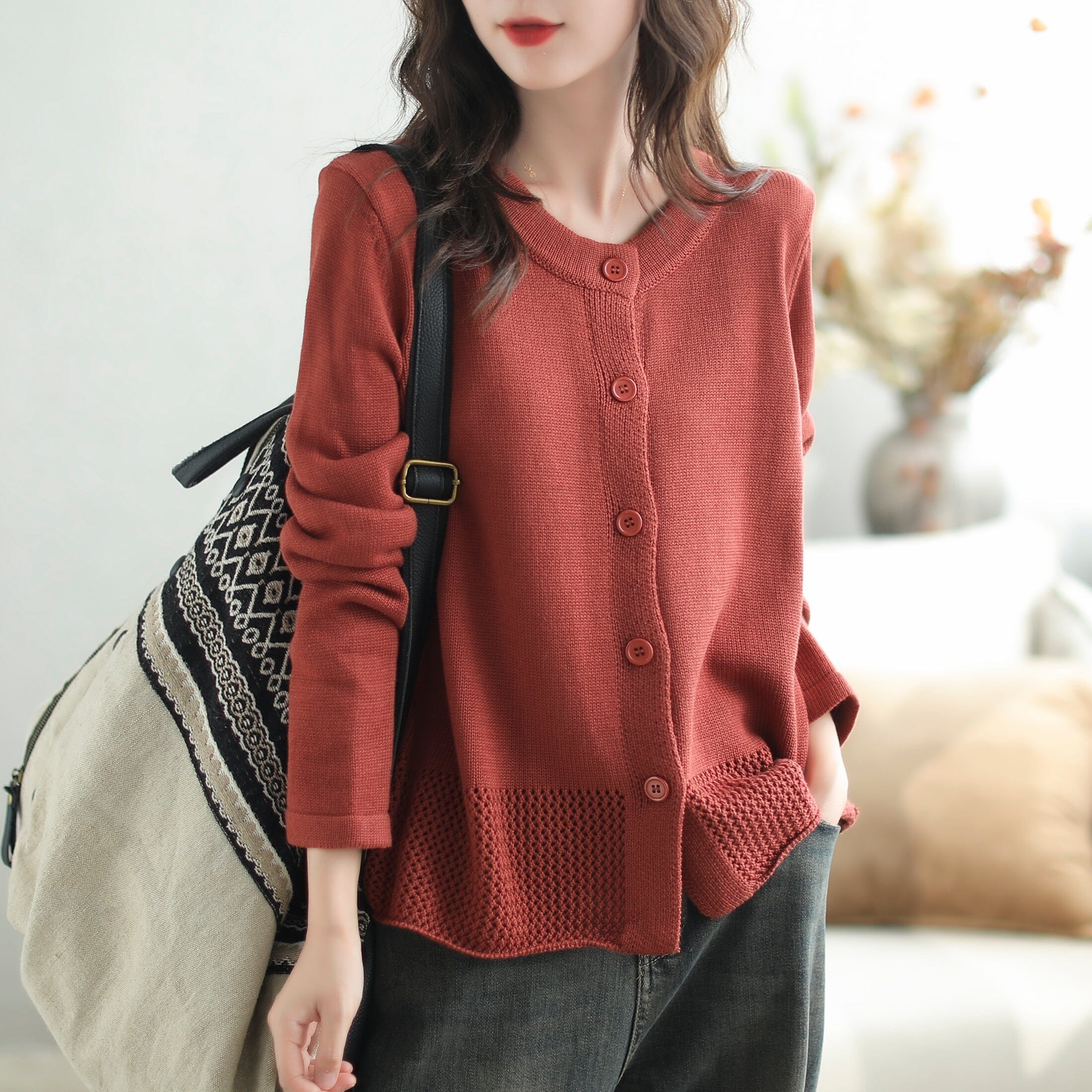 Autumn Casual Fashion Solid Knitted Cardigan